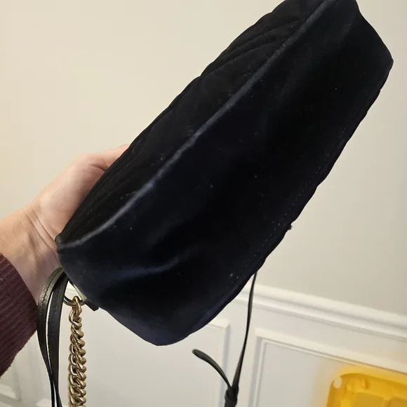 Gucci GG Marmont Velvet Camera Bag Star Crystal Embellished Black - Picture 10 of 16